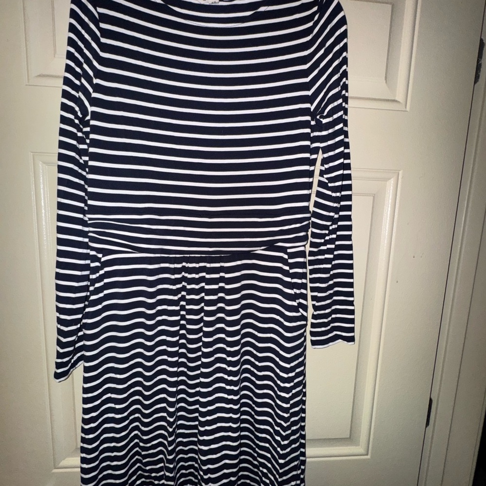 Boden Navy and White Striped Dress